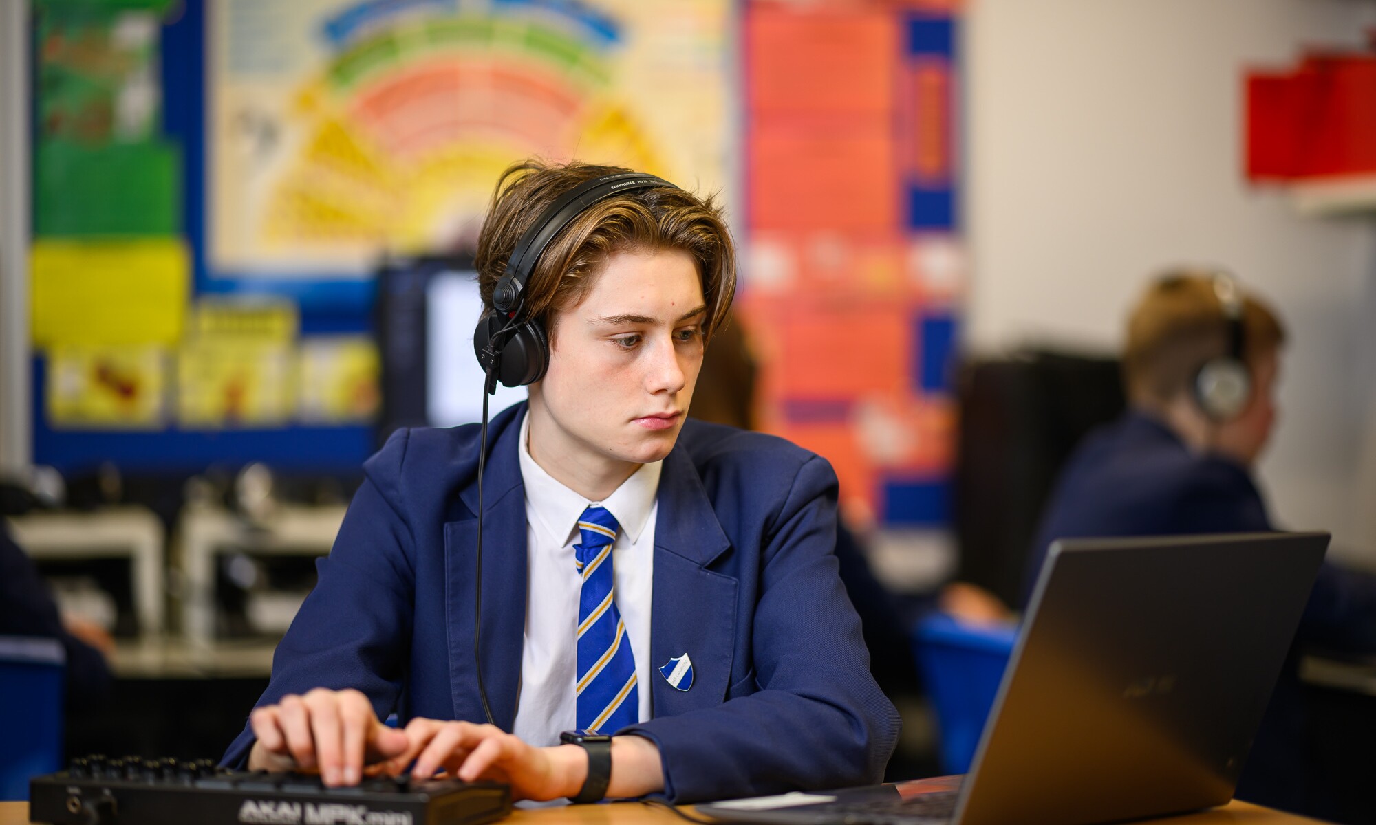 Student using laptop